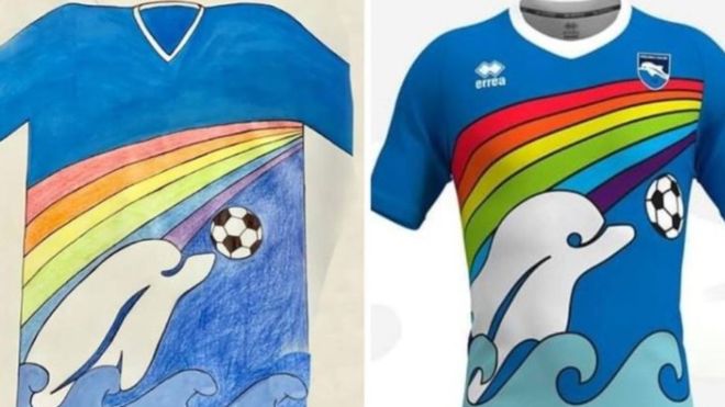 Ce poveste! Un băiețel de 6 ani, plictisit de COVID, a creat tricourile clubului Pescara pentru sezonul viitor