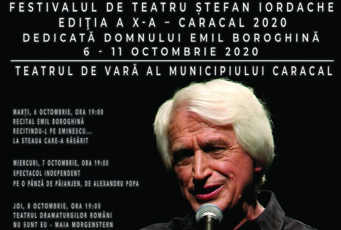 Festivalul de Teatru „Ștefan Iordache”, de la Caracal, se desfășoară în perioada 6-11 octombrie, cu respectarea măsurilor de prevenție