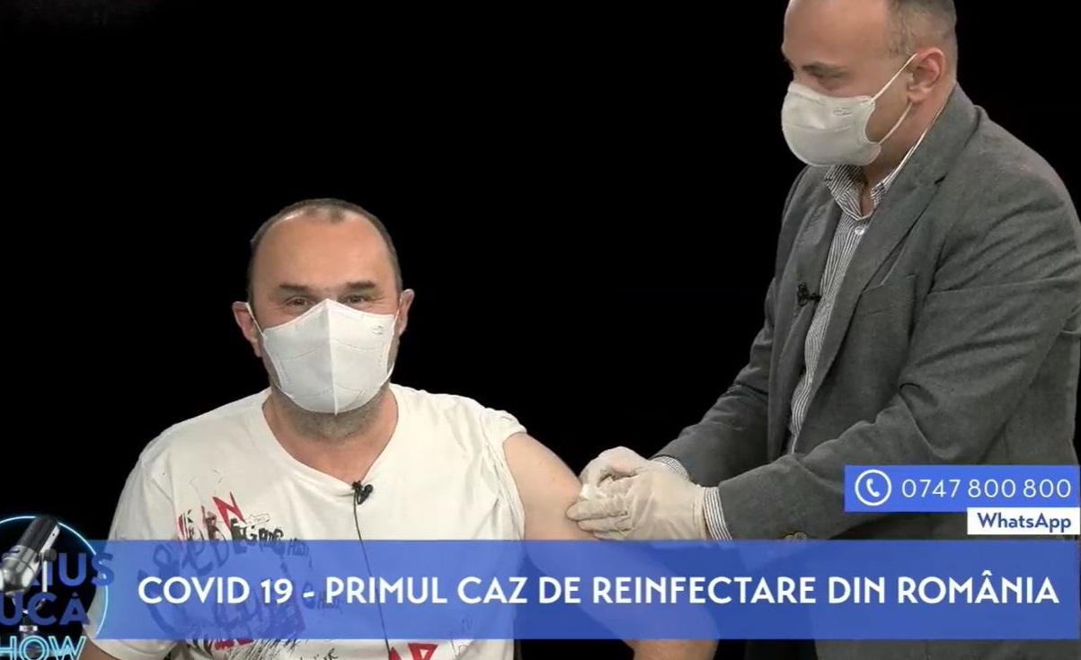VIDEO| Marius Tucă, vaccinat în direct. Adrian Marinescu i-a administrat vaccinul gripal