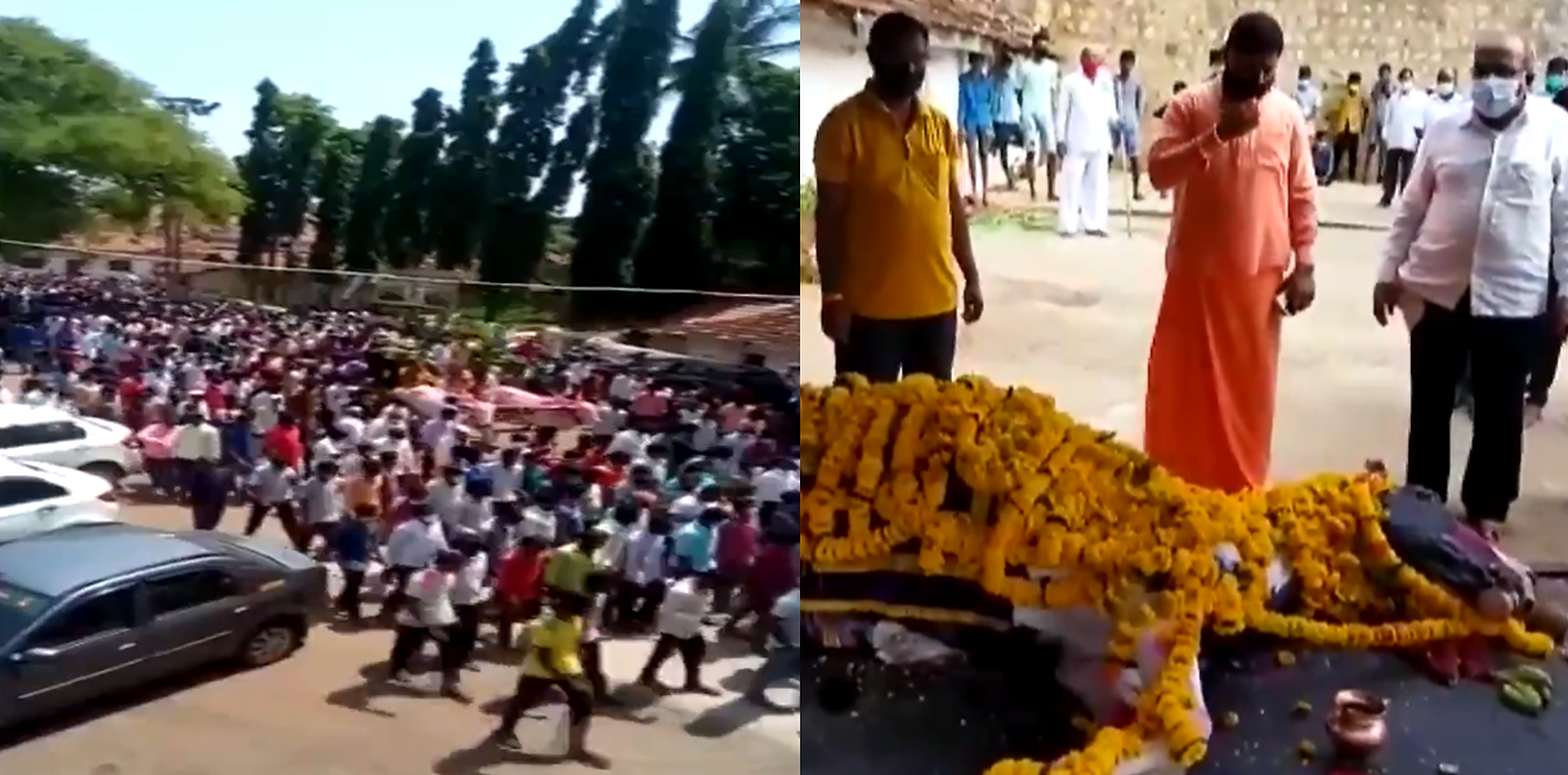 VIDEO| Sute de persoane încalcă restricțiile Covid la înmormântarea unui cal, în India